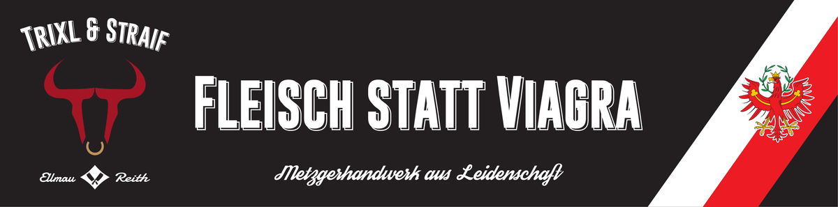 Werbebande: Fleisch statt Viagra – Metzgerhandwerk aus Leidenschaft